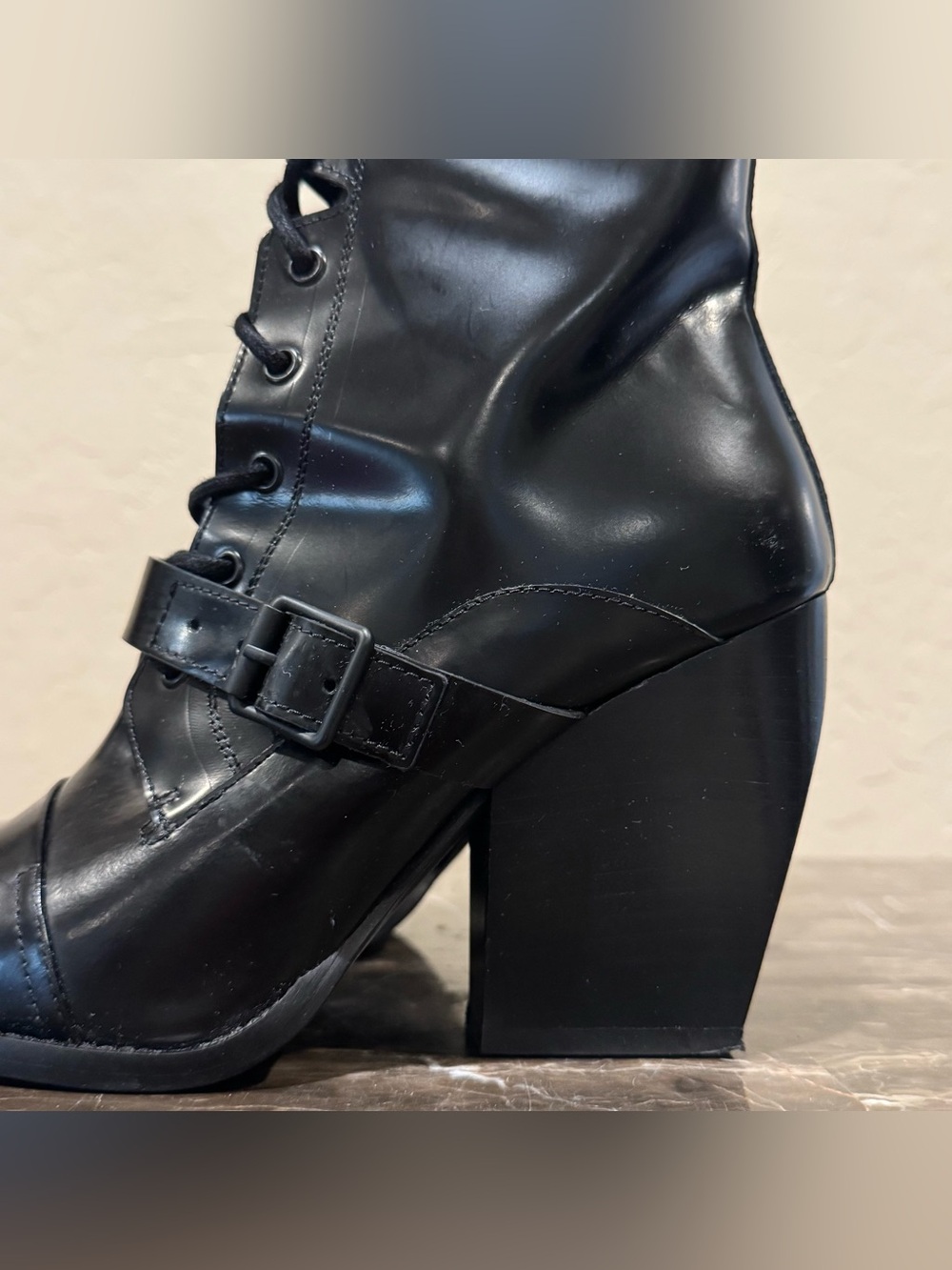 AllSaints Bianca Point Toe Patent Leather Boots - Picture 2 of 13